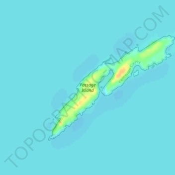 Topografische kaart Passage Island, hoogte, reliëf