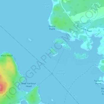 Topografische kaart Hoyt Island, hoogte, reliëf