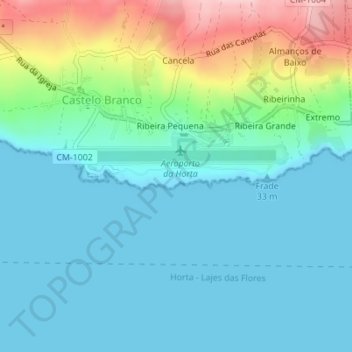 Topografische kaart Ribeira Pequena, hoogte, reliëf