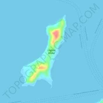 Topografische kaart Logbon Island, hoogte, reliëf