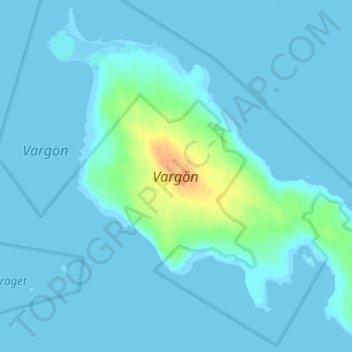 Topografische kaart Vargön, hoogte, reliëf