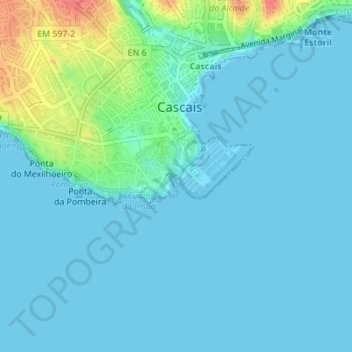 Topografische kaart Praia de Santa Marta, hoogte, reliëf