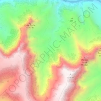 Topografische kaart Copper Canyon, hoogte, reliëf