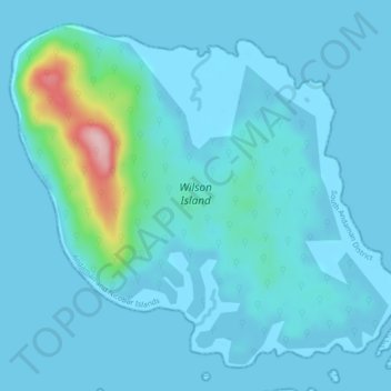 Topografische kaart Wilson Island, hoogte, reliëf