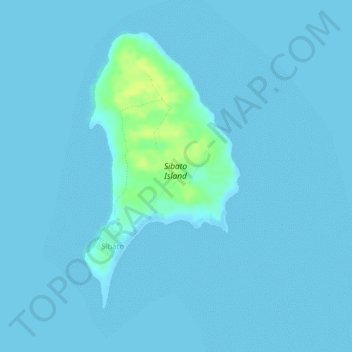 Topografische kaart Sibato Island, hoogte, reliëf