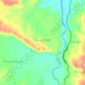 Topografische kaart Lesung Batu, hoogte, reliëf