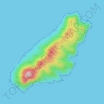 Topografische kaart Dana Island, hoogte, reliëf