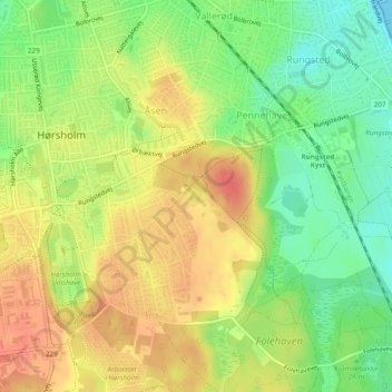 Topografische kaart Slettemose, hoogte, reliëf