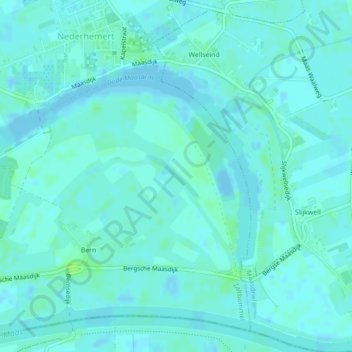 Topografische kaart Zwin, hoogte, reliëf