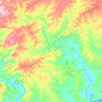 Topografische kaart Chalumna River, hoogte, reliëf