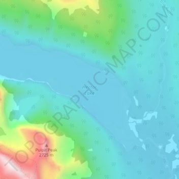 Topografische kaart Hector Lake, hoogte, reliëf