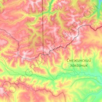 Topografische kaart хребет Хамар-Дабан, hoogte, reliëf