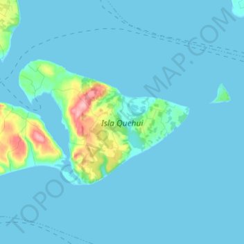 Topografische kaart Isla Quehui, hoogte, reliëf