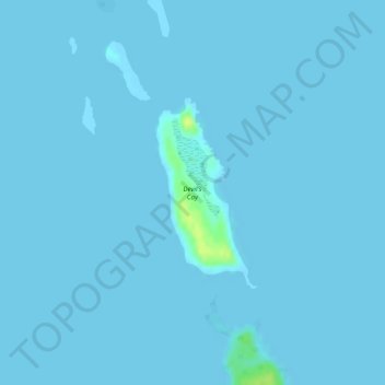 Topografische kaart Devil's Cay, hoogte, reliëf