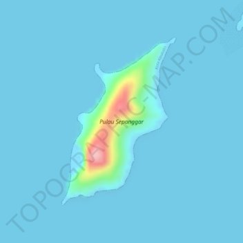 Topografische kaart Sepanggar Island, hoogte, reliëf