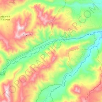 Topografische kaart American River, hoogte, reliëf