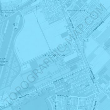 Topografische kaart Eendragtspolder, hoogte, reliëf