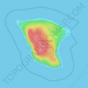 Topografische kaart Blake Island, hoogte, reliëf