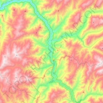 Topografische kaart Selway River, hoogte, reliëf