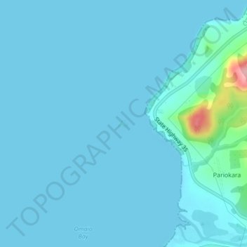 Topografische kaart Motonui Island, hoogte, reliëf