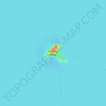 Topografische kaart Akdamar Island, hoogte, reliëf