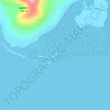 Topografische kaart Bubuan Island, hoogte, reliëf