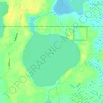 Topografische kaart Round Lake, hoogte, reliëf