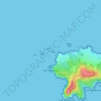 Topografische kaart Île Longue, hoogte, reliëf
