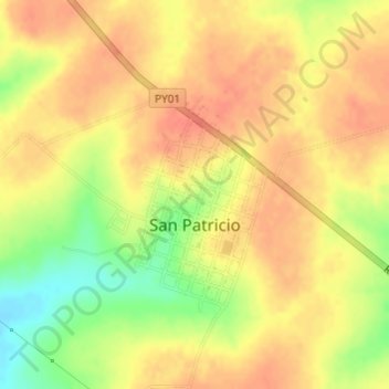 Topografische kaart San Patricio, hoogte, reliëf