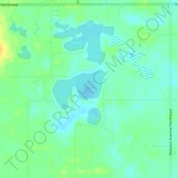 Topografische kaart Scram Lake, hoogte, reliëf