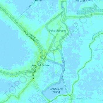 Topografische kaart Walnut Grove, hoogte, reliëf