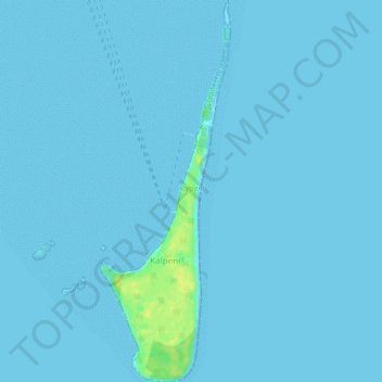Topografische kaart Kalpeni Island, hoogte, reliëf