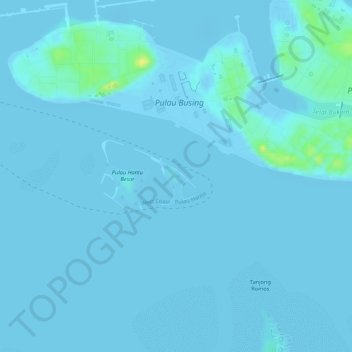 Topografische kaart Pulau Hantu Kecil, hoogte, reliëf