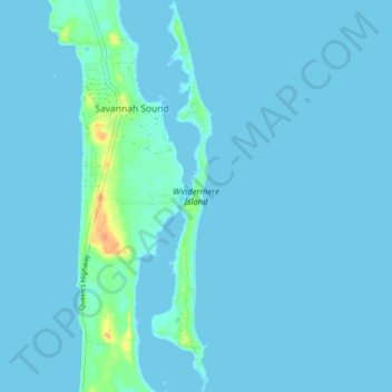 Topografische kaart Windermere Island, hoogte, reliëf