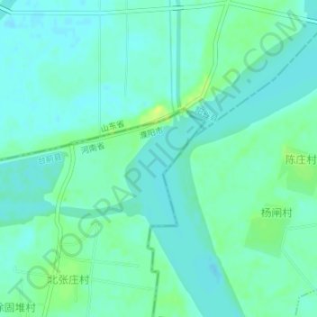 Topografische kaart Yellow River, hoogte, reliëf