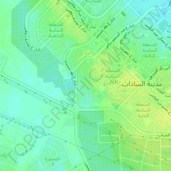 Topografische kaart حديقة الحرية, hoogte, reliëf