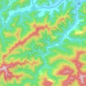 Topografische kaart Wakamarina River, hoogte, reliëf