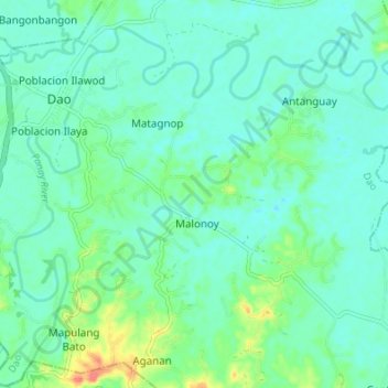 Topografische kaart Panay River, hoogte, reliëf