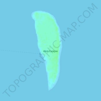 Topografische kaart Klein Curaçao, hoogte, reliëf