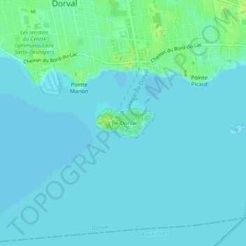 Topografische kaart Île Dorval, hoogte, reliëf