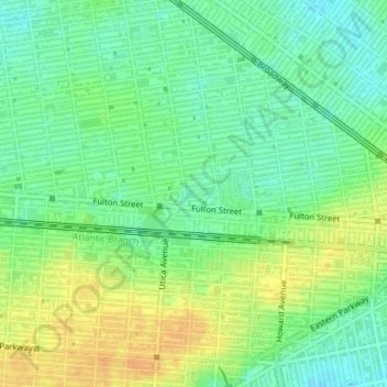 Topografische kaart Jackie Robinson Park, hoogte, reliëf
