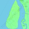 Topografische kaart Sagar Island, hoogte, reliëf