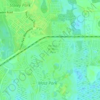 Topografische kaart Wycliffe Park, hoogte, reliëf