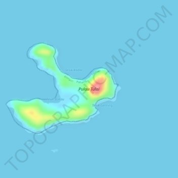 Topografische kaart Coral Island, hoogte, reliëf
