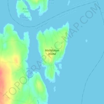 Topografische kaart MacMahan Island, hoogte, reliëf