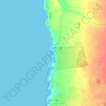 Topografische kaart Praia da Samoqueira, hoogte, reliëf