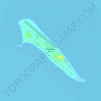 Topografische kaart Pamalican Island, hoogte, reliëf