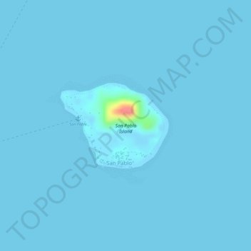 Topografische kaart San Pablo Island, hoogte, reliëf