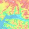 Topografische kaart Valdez, hoogte, reliëf