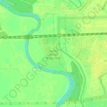 Topografische kaart Sienna (Brazos River) Park, hoogte, reliëf